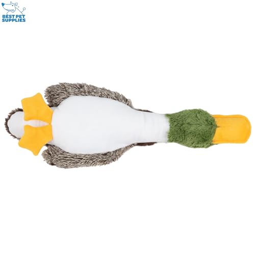 Best Pet Supplies Interactive Squeaky Dog Chew Toy, Ideal Dog Toys for Chewers, Small, Medium & Large Dogs, and Fetch Lovers - Crinkle Duck (Yellow), Large