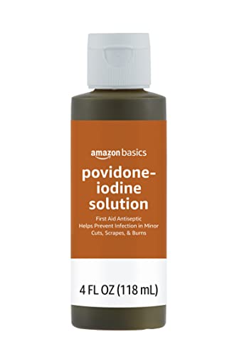 Amazon Basics First Aid Antiseptic, 10% Povidone Iodine Solution First Aid Antiseptic, Unflavored, 8 Fluid Ounces, 1-Pack (Previously Solimo)