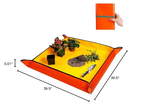 Repotting Mat for Indoor Plant Transplanting and Mess Control 27"x 27" Thickened Waterproof Potting Tray Foldable Succulent Potting Mat Portable Gardening Mat Garden Gifts for Women & Men