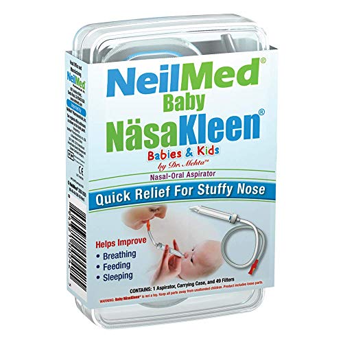NeilMed Baby NasaKleen Nasal-Oral Aspirator with 49 Hygiene Filters and a Convenient Storage Travel Case