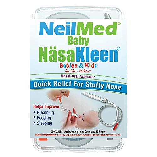 NeilMed Baby NasaKleen Nasal-Oral Aspirator with 49 Hygiene Filters and a Convenient Storage Travel Case