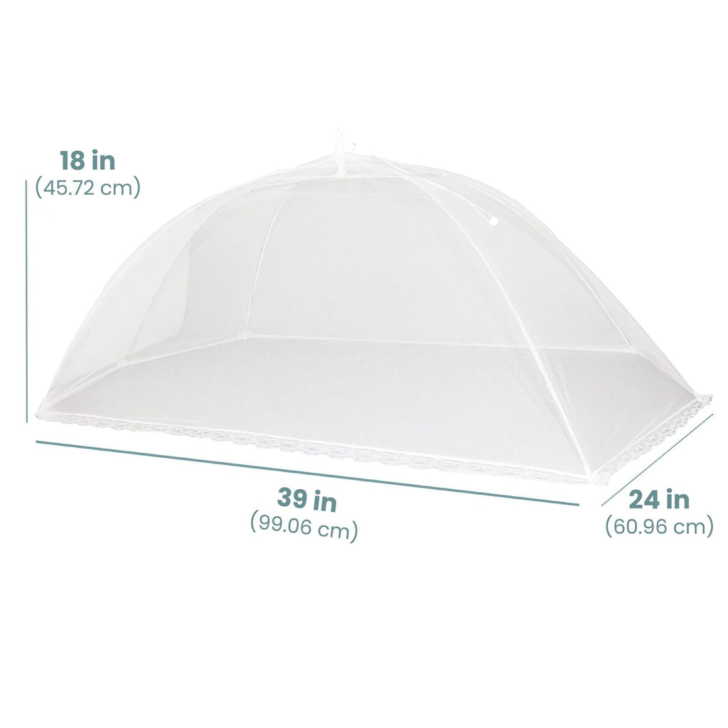 Simply Genius Pop-Up Mesh Food Covers - 17 x 17 in, White, 6 Pack, Large & Tall - Reusable & Collapsible Food Tents for Outdoor Serving