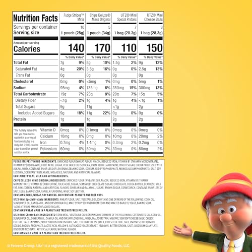Keebler Sweet & Salty Variety Pack, 30-Count Box, Includes Keebler Chips Deluxe, Fudge Stripes, Utz mini Pretzels and Cheese Balls, 31 oz