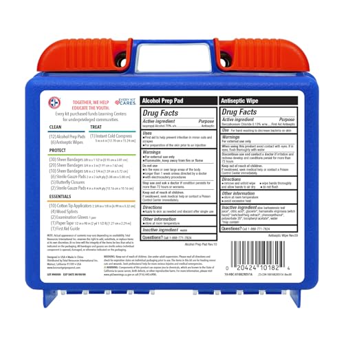 Be Smart Get Prepared 180 Piece First Aid Kit: Clean, Treat, Protect Minor Cuts, Scrapes. Home, Office, Car, School, Business, Travel, Emergency, Survival, Hunting, Outdoor, Camping & Sports, FSA HSA