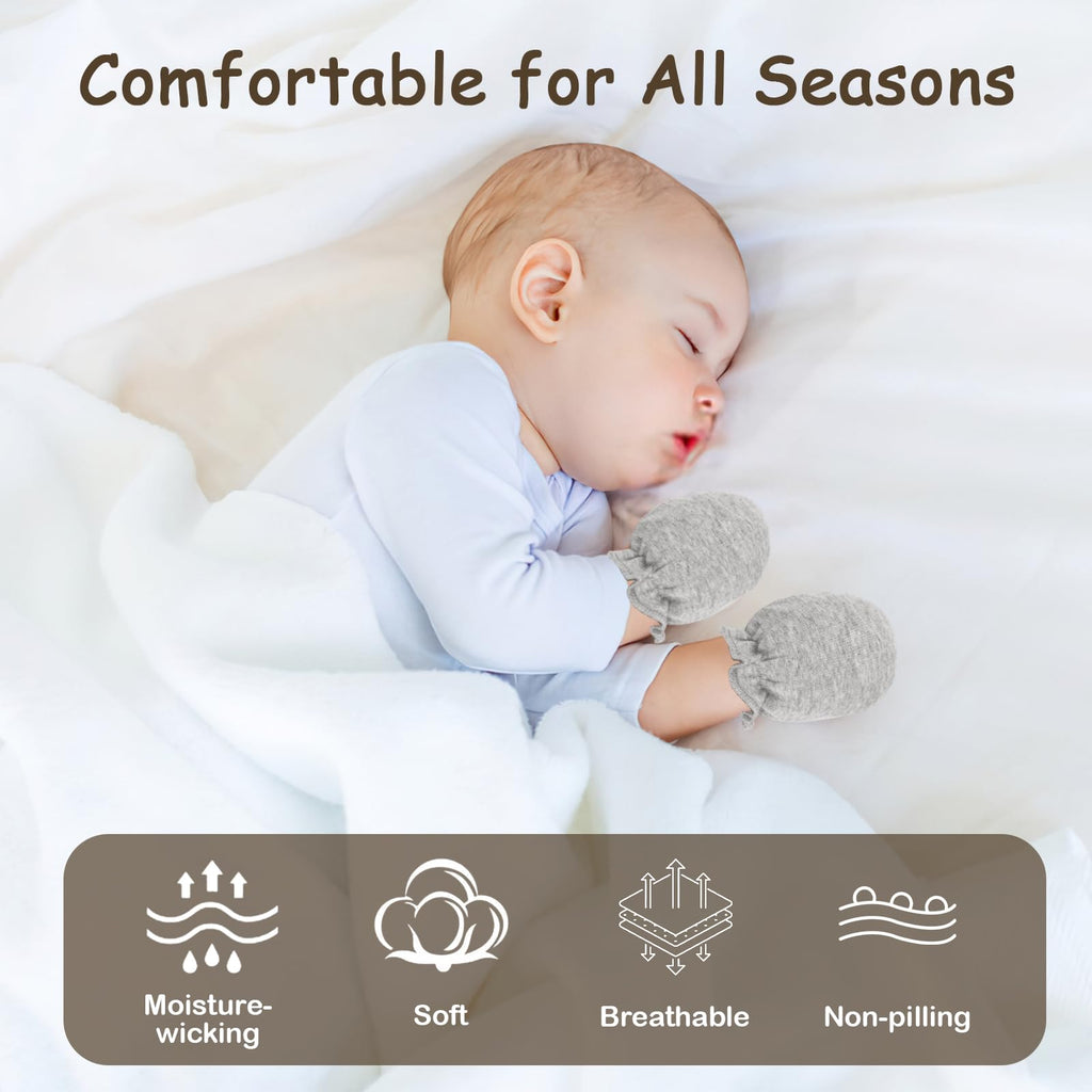 Hoiny 8 Pairs Baby Mittens Unisex, Newborn Mittens No Scratch Cotton Mitten, Newborn Essentials for 0-6 Months Boys Girls