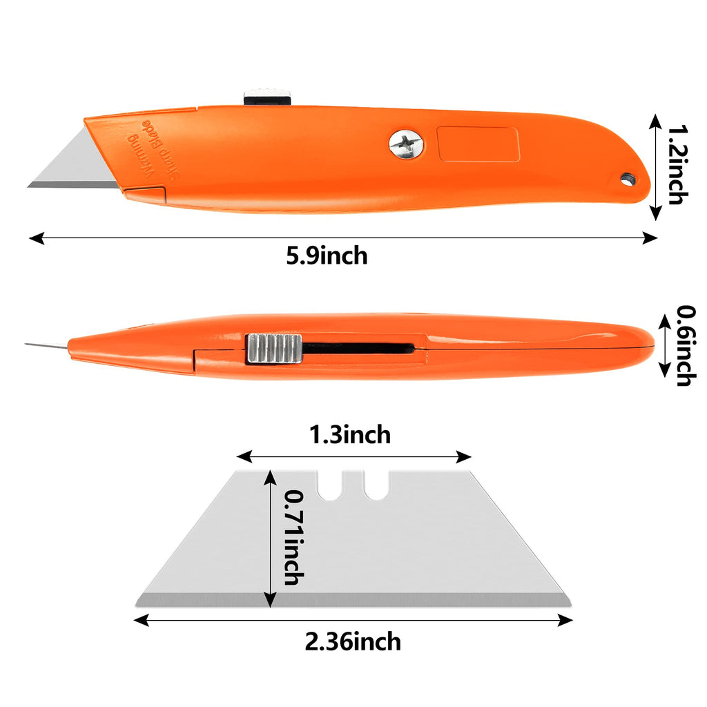 DIYSELF 2Pack Utility Knife Box Cutter Retractable Razor Blade Heavy Duty Box Cutters Knife PVC Pipe Cutter (Red)