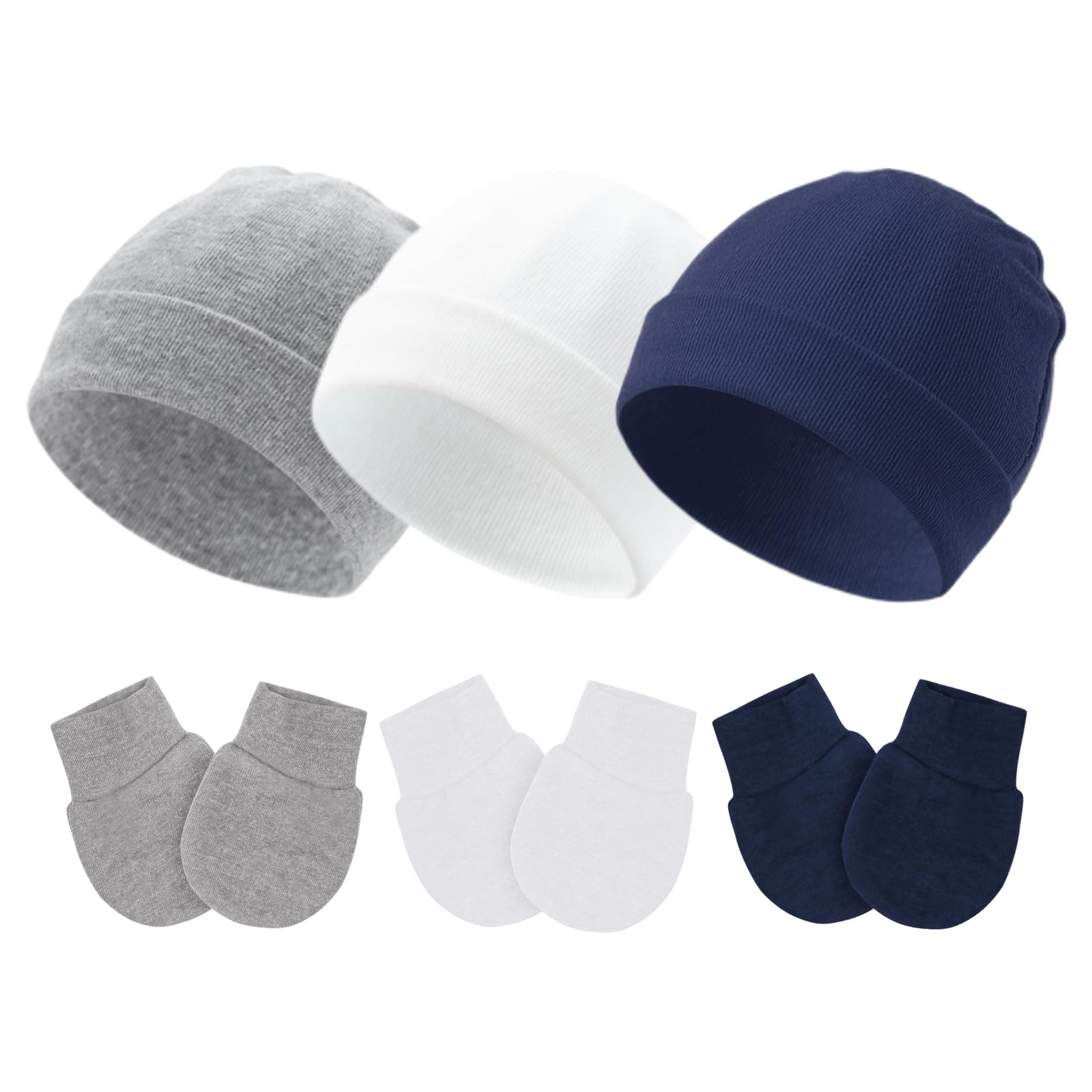 Fecawd Baby Hats and Mittens Newborn Hats Gloves Infant Beanie Soft Cap Mitten Sets for 0-6 Months Boys Girls