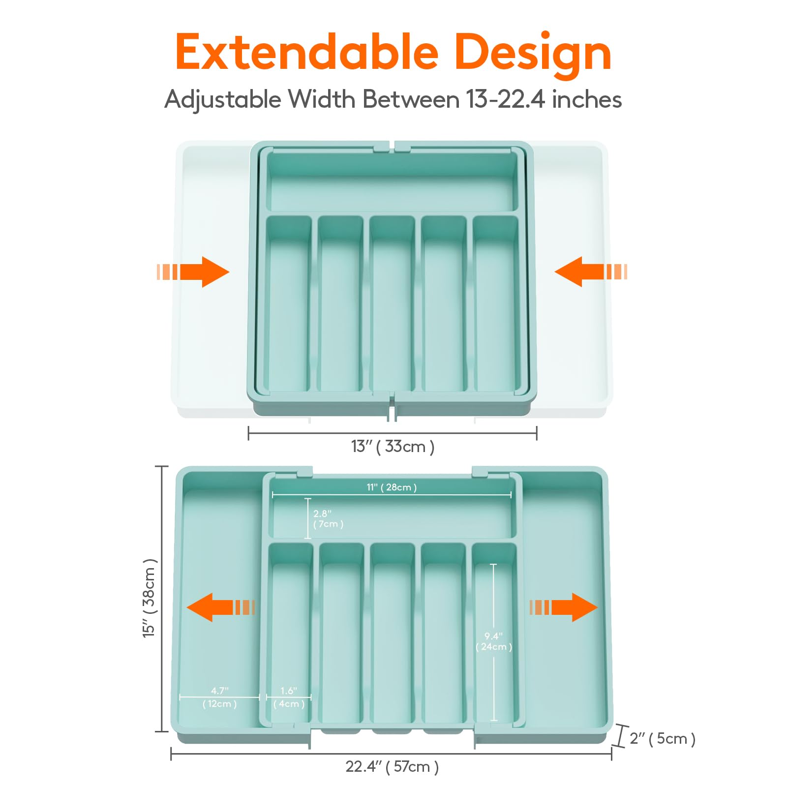 Lifewit Silverware Drawer Organizer, Expandable Utensil Tray for Kitchen, BPA Free Flatware and Cutlery Holder, Adjustable Plastic Storage for Spoons Forks Knives, 8.5"-14.1" x 12.1", Black