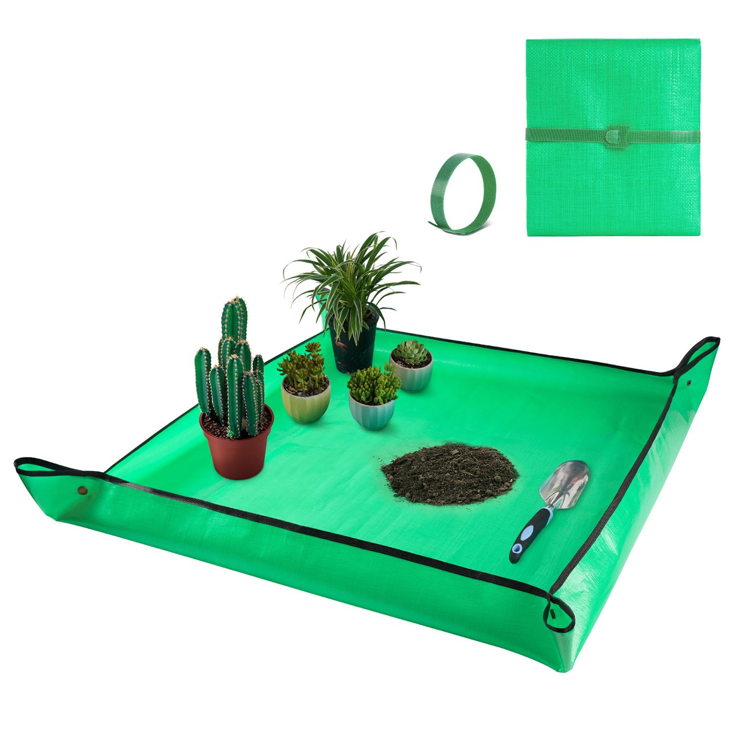 Repotting Mat for Indoor Plant Transplanting and Mess Control 27"x 27" Thickened Waterproof Potting Tray Foldable Succulent Potting Mat Portable Gardening Mat Garden Gifts for Women & Men