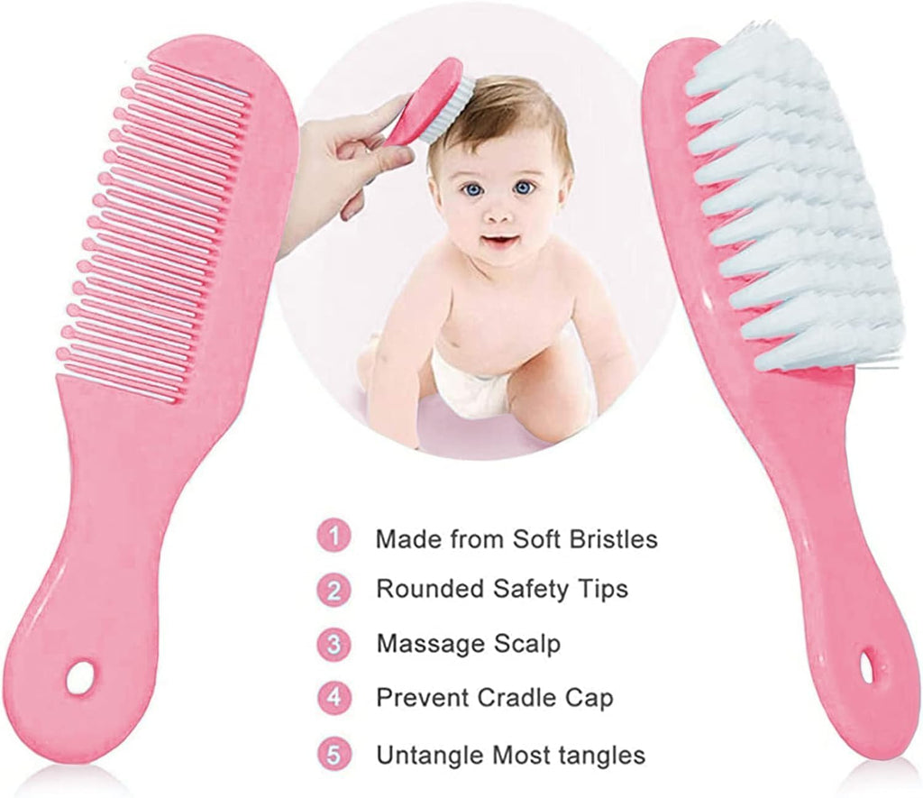 Baby Grooming Kit, Infant Safety Care Set with Hair Brush Comb Nail Clipper Nasal Aspirator,Baby Essentials Kit for Newborn Girls Boys (Grey White)
