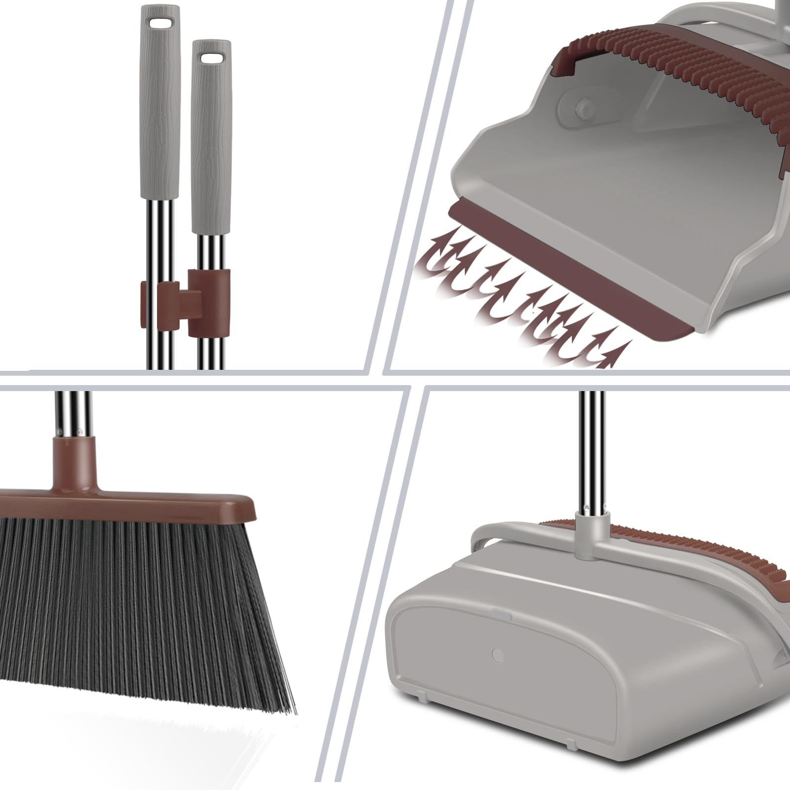 kelamayi Upgrade Broom and Dustpan Set, Large Size and with Long Handle, Upright,Ideal for Indoor Outdoor Garage Kitchen Room Office Lobby Use (Green)