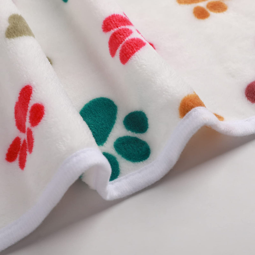 Luciphia 1 Pack 3 Blankets Fluffy Premium Fleece Pet Blanket Flannel Paw Printed Throw for Dog Cat(Small 23x16'', Grey/Brown/Blue)
