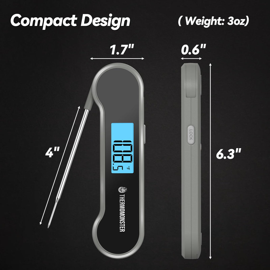 0.5 Sec Instant Read Meat Thermometer Digital with ±0.5℉ Precision, Food Thermometer for Cooking Kitchen Gadgets, Oven Grill Candy BBQ Essentials Accessories, Gifts for Him Dad Men Birthday, Red