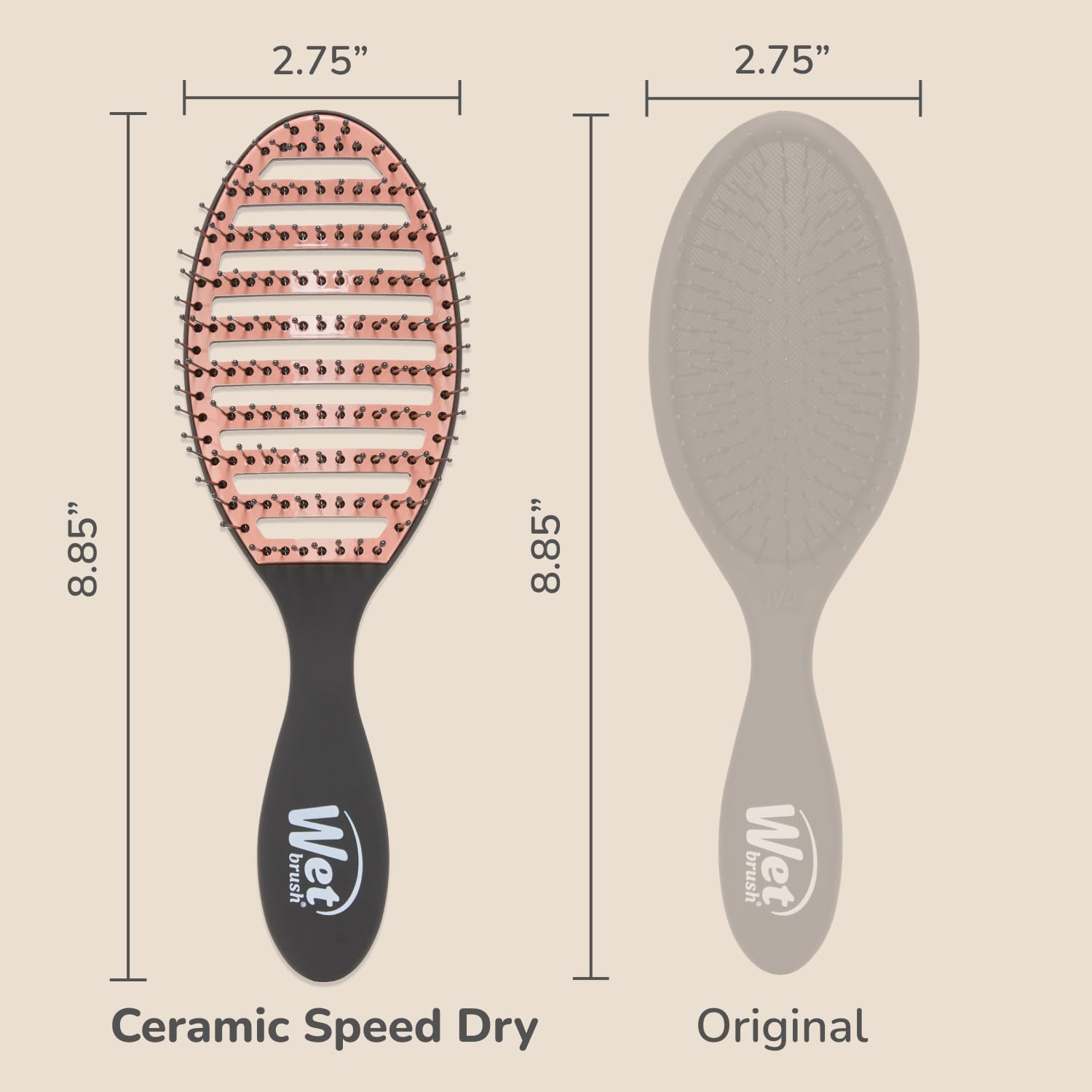 Wet Brush Ceramic Speed Dry Hair Brush, Black - Vented Design & Soft HeatFlex Bristles for Blow-Dry Safe Styling - Ergonomic Handle for Pain-Free Detangling - Hair Accessories for All Hair Types