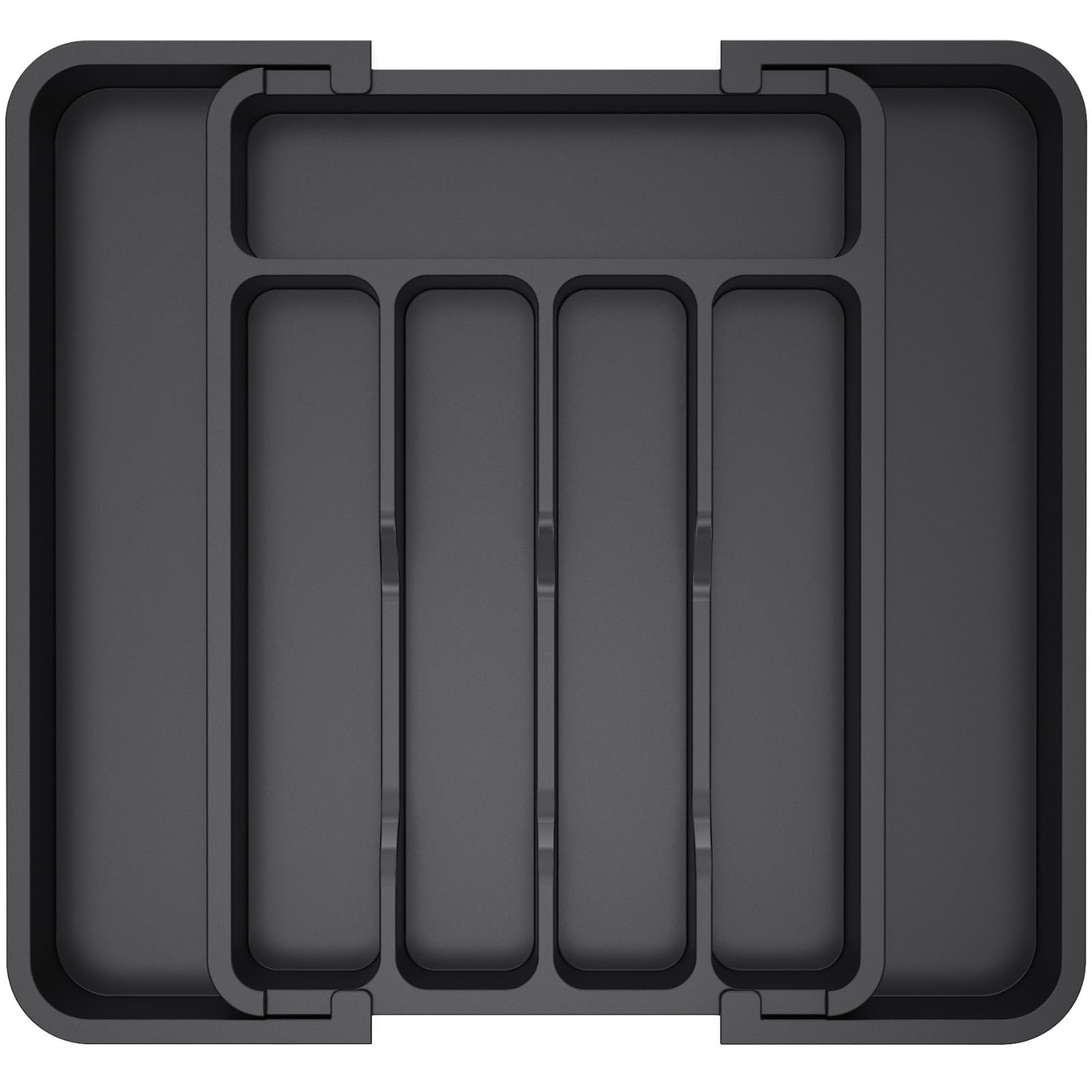 Lifewit Silverware Drawer Organizer, Expandable Utensil Tray for Kitchen, BPA Free Flatware and Cutlery Holder, Adjustable Plastic Storage for Spoons Forks Knives, 8.5"-14.1" x 12.1", Black