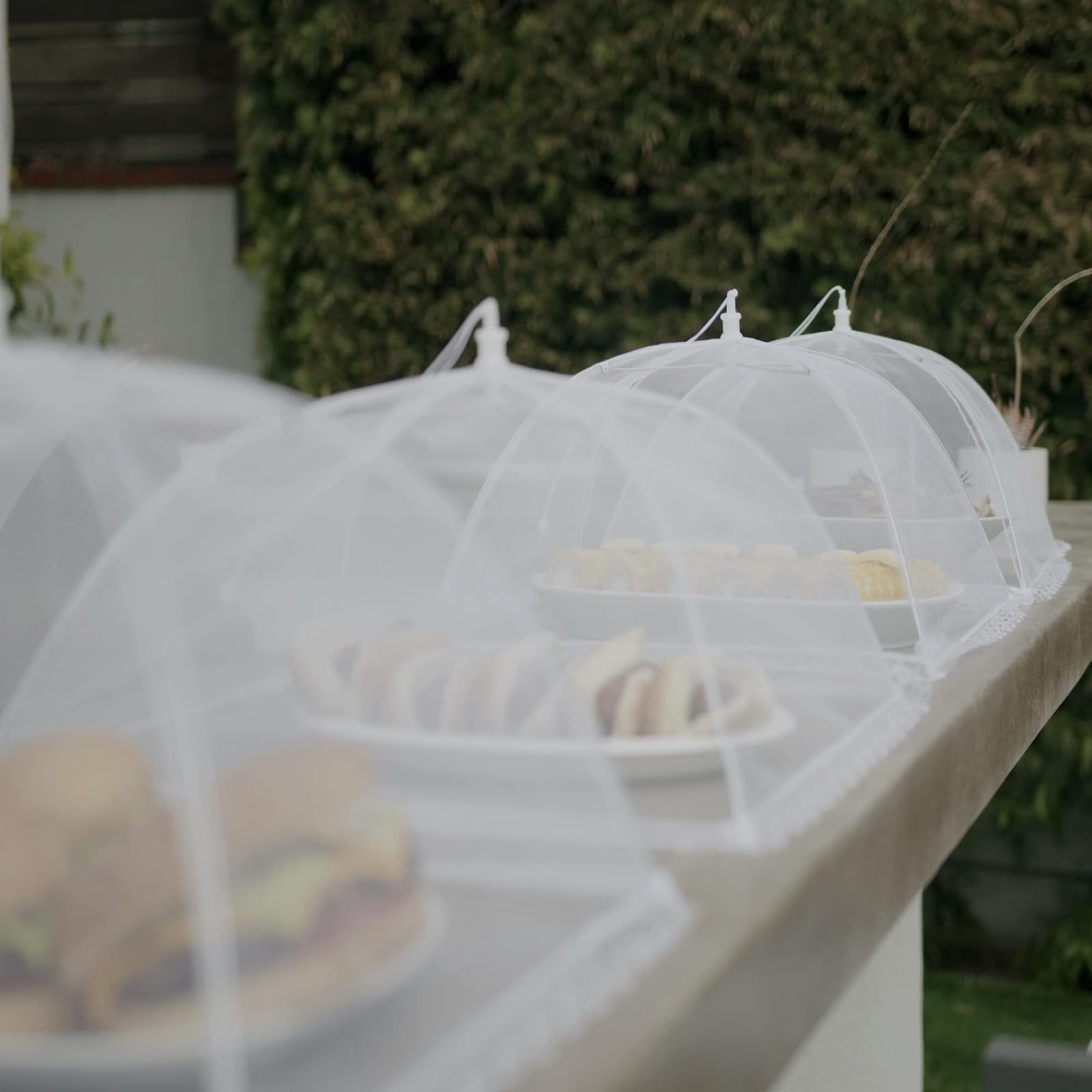 Simply Genius Pop-Up Mesh Food Covers - 17 x 17 in, White, 6 Pack, Large & Tall - Reusable & Collapsible Food Tents for Outdoor Serving