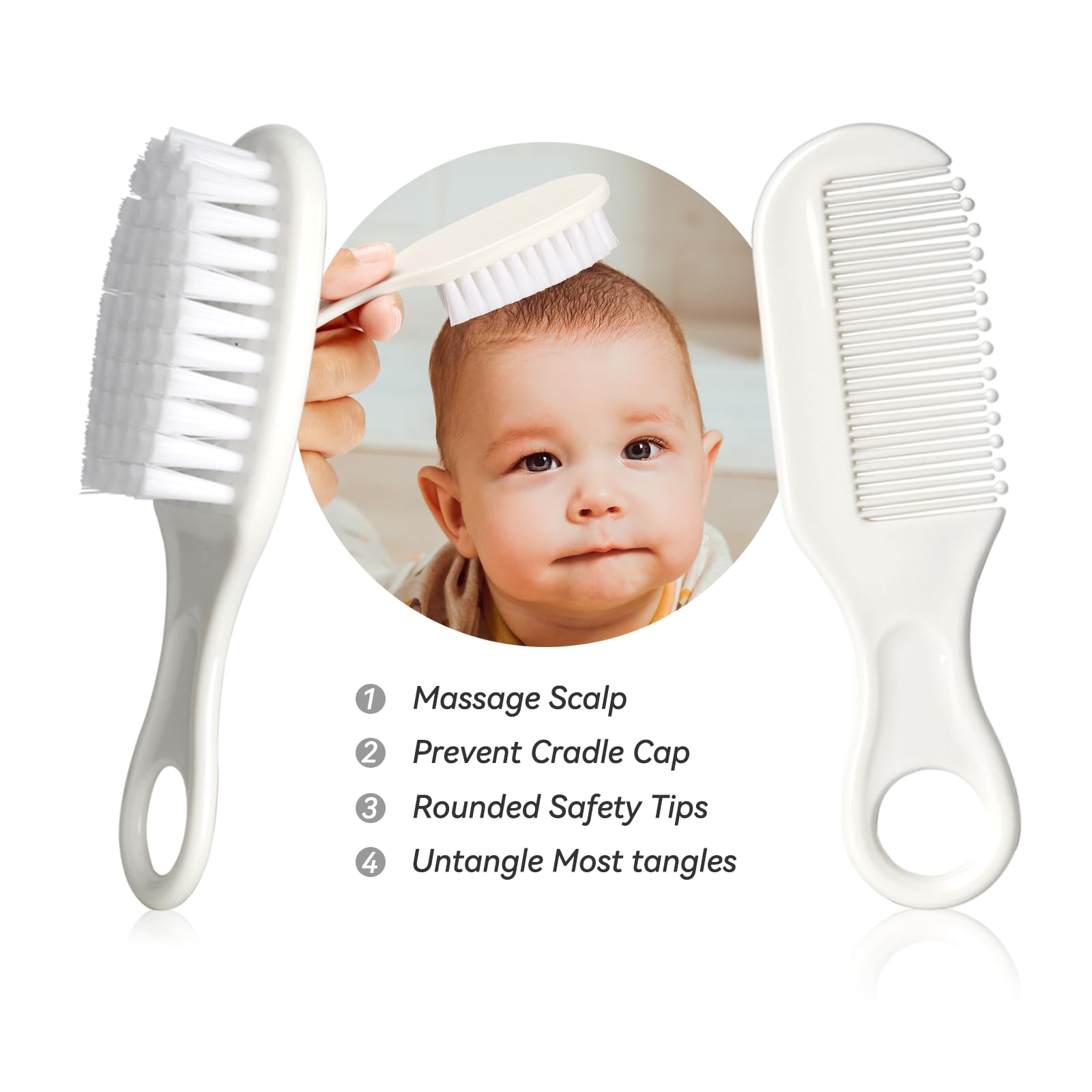 Baby Grooming Kit, Infant Safety Care Set with Hair Brush Comb Nail Clipper Nasal Aspirator,Baby Essentials Kit for Newborn Girls Boys (Grey White)