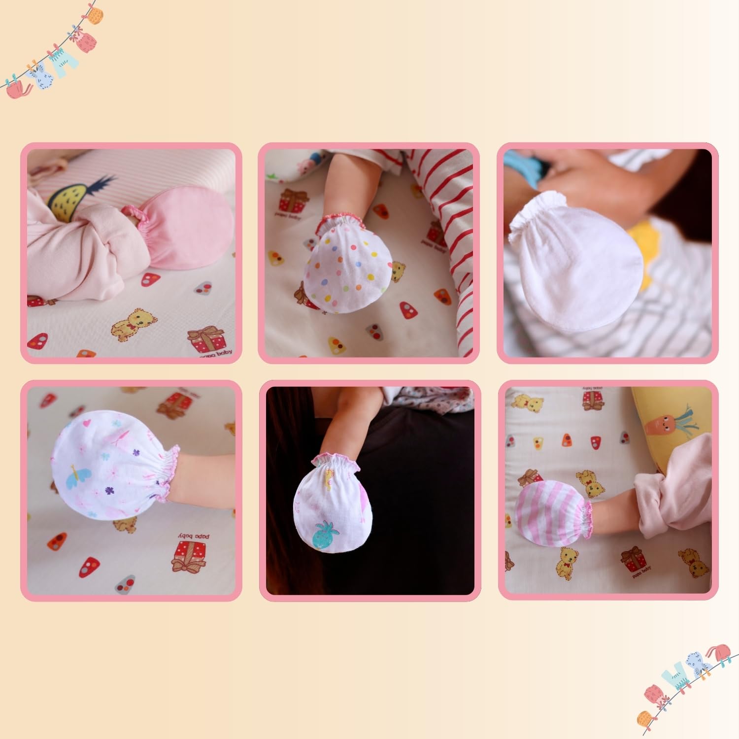 RATIVE Baby Mittens No Scratch Organic Cotton for Newborn 0-6 Months | Baby Essentials Must-Haves for Boys & Girls