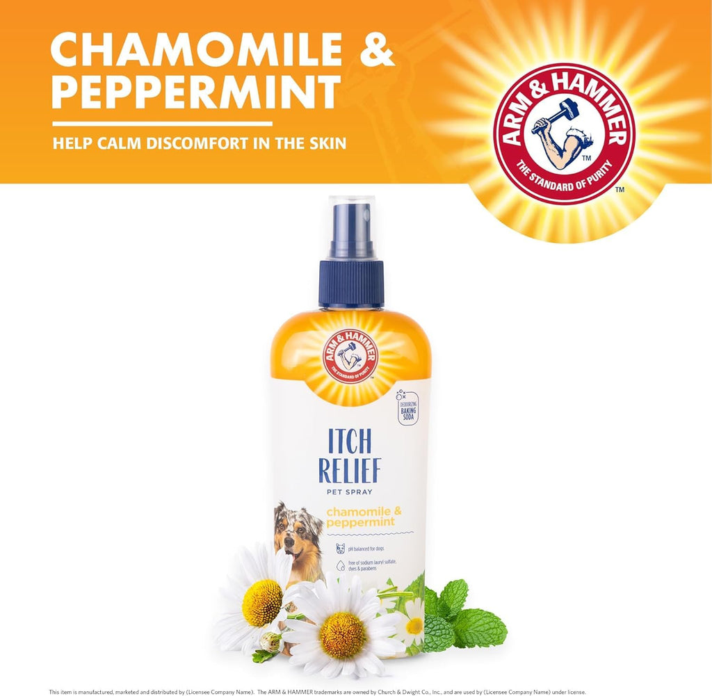 Arm & Hammer for Pets Itch Relief Spray for Dogs - Dog Itch Relief with Baking Soda Chamomile & Peppermint Scent - Professional Dog Skin Care - Anti Itch Spray for Dogs, Itchy Dog Skin Relief 8oz