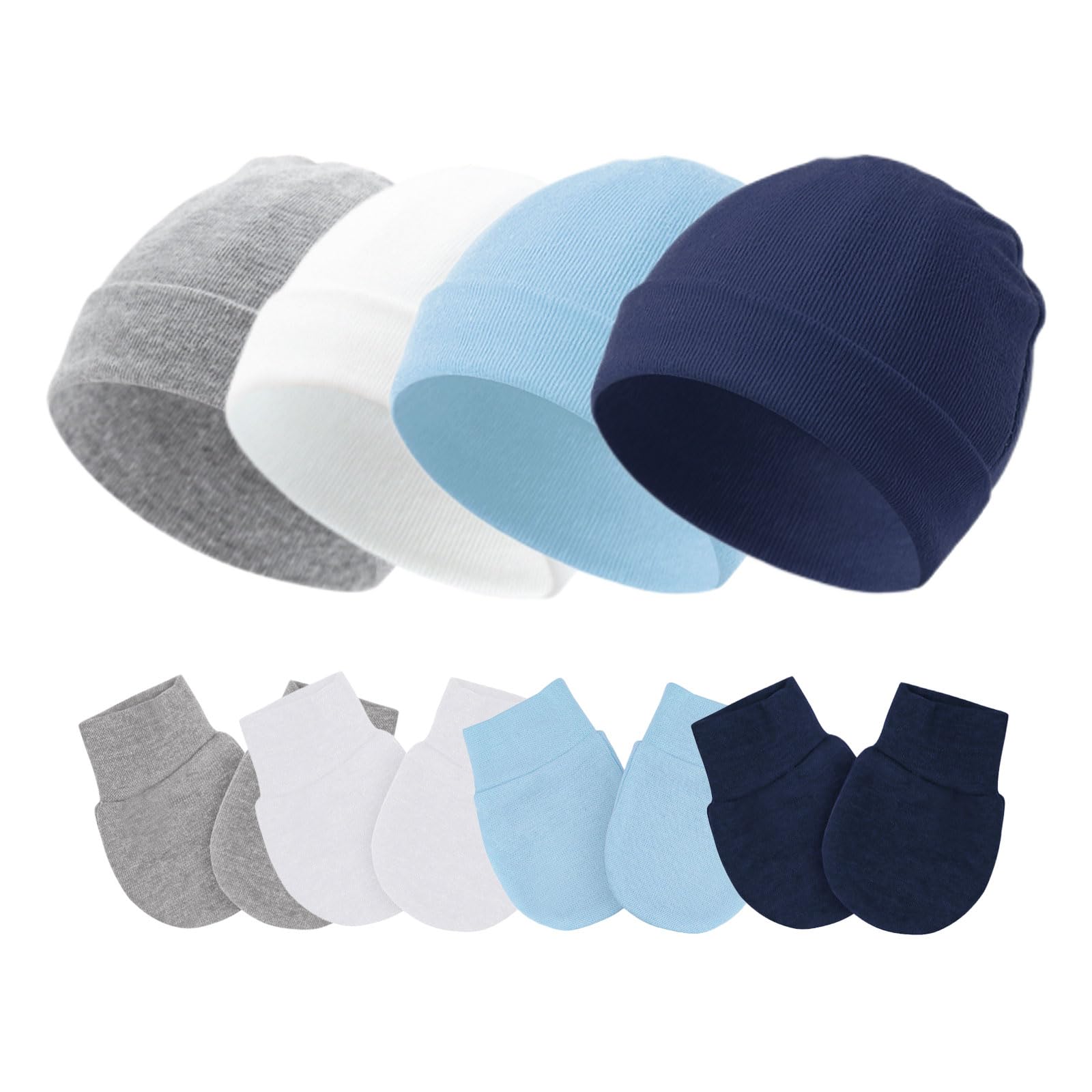Fecawd Baby Hats and Mittens Newborn Hats Gloves Infant Beanie Soft Cap Mitten Sets for 0-6 Months Boys Girls