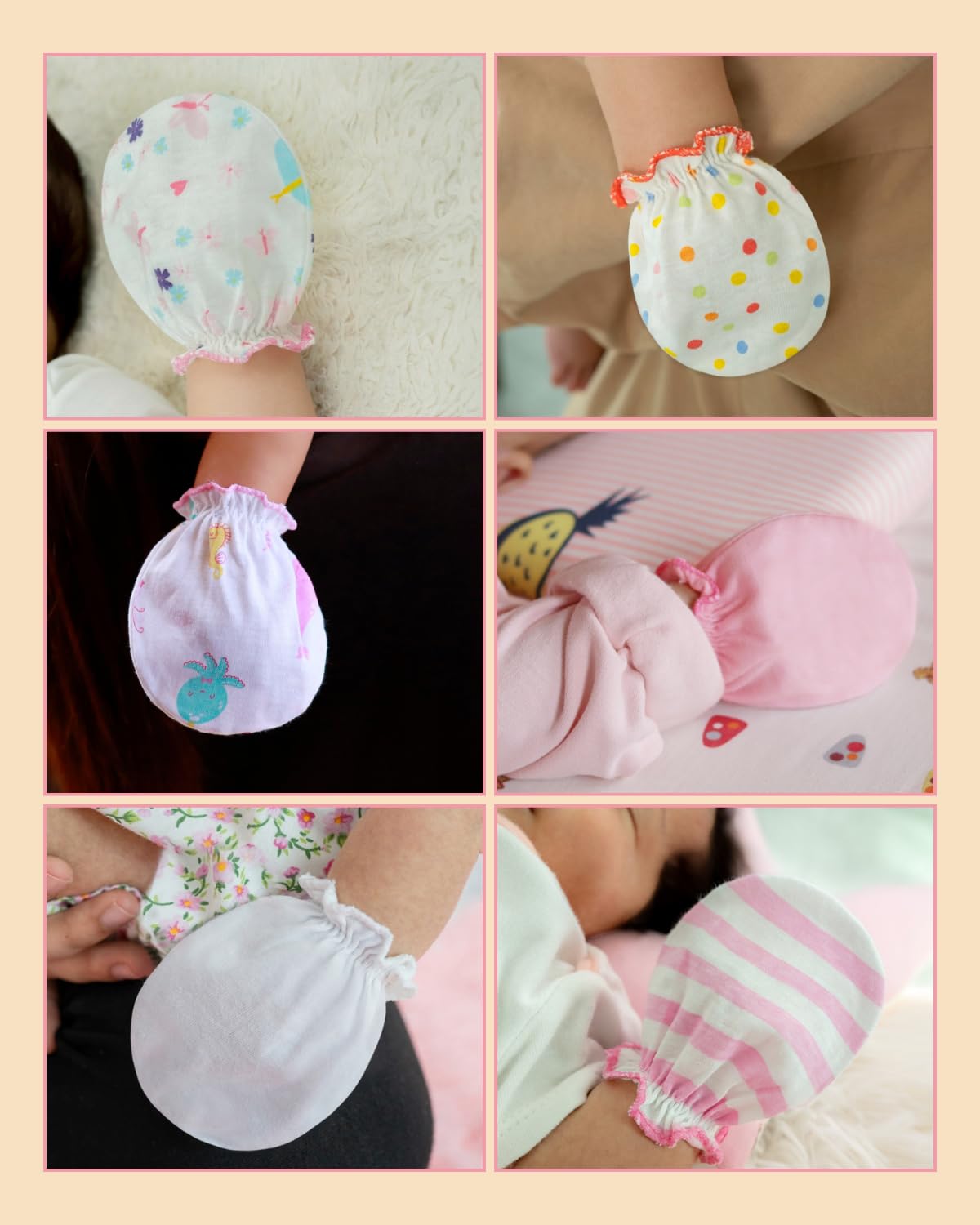 RATIVE Baby Mittens No Scratch Organic Cotton for Newborn 0-6 Months | Baby Essentials Must-Haves for Boys & Girls