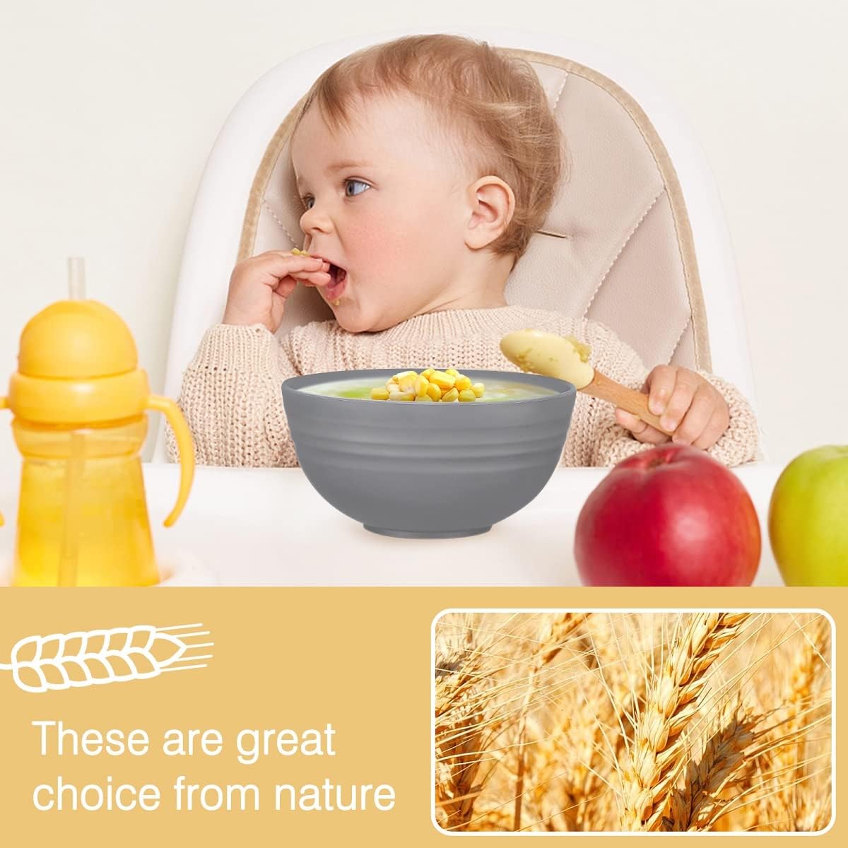 Wheat Straw Dinnerware Sets for 4, Wheat Straw Plates and Bowls Sets Kitchen Dishes 28pcs College Dorm Room Essentials Cutlery Set Microwave Safe (Beige)