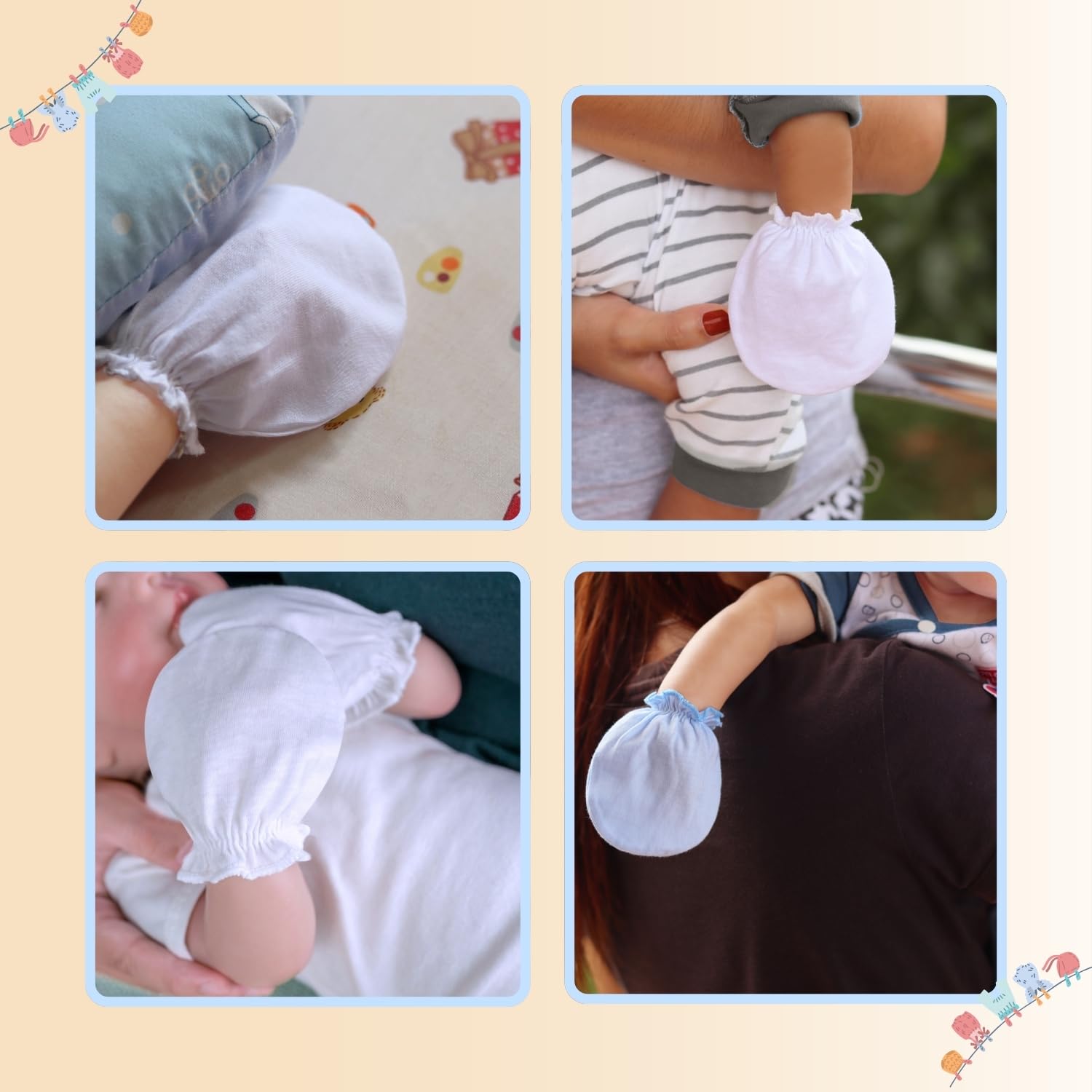 RATIVE Baby Mittens No Scratch Organic Cotton for Newborn 0-6 Months | Baby Essentials Must-Haves for Boys & Girls