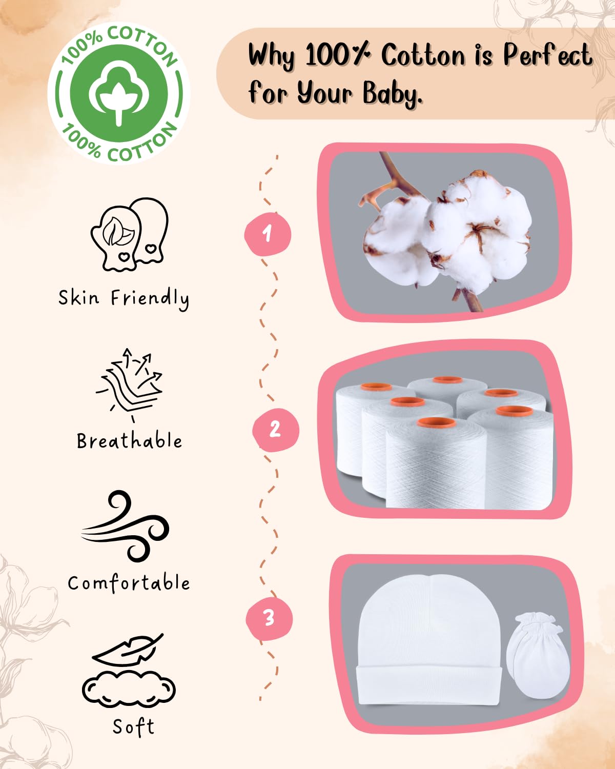 RATIVE Baby Mittens No Scratch Organic Cotton for Newborn 0-6 Months | Baby Essentials Must-Haves for Boys & Girls