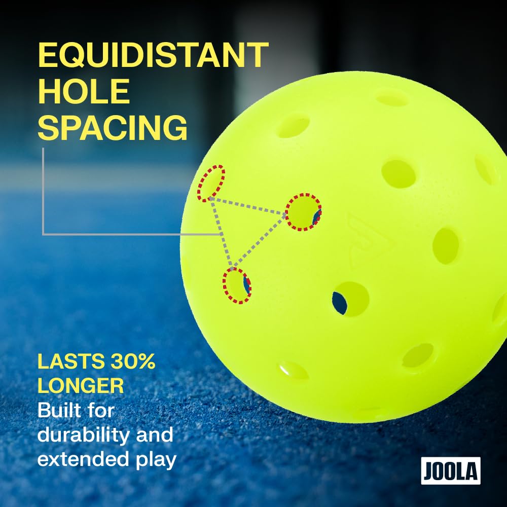 JOOLA HC-40 Hardcourt Pickleball Balls with Storage Tube - USAP Approved Balls for Tournament Play - 3 Pack or 12 Pack Option - Durable Pickleballs for Indoor Play & Outdoor Courts