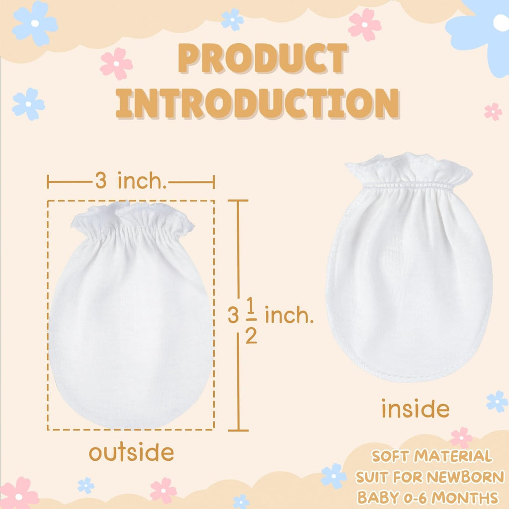 RATIVE Baby Mittens No Scratch Organic Cotton for Newborn 0-6 Months | Baby Essentials Must-Haves for Boys & Girls