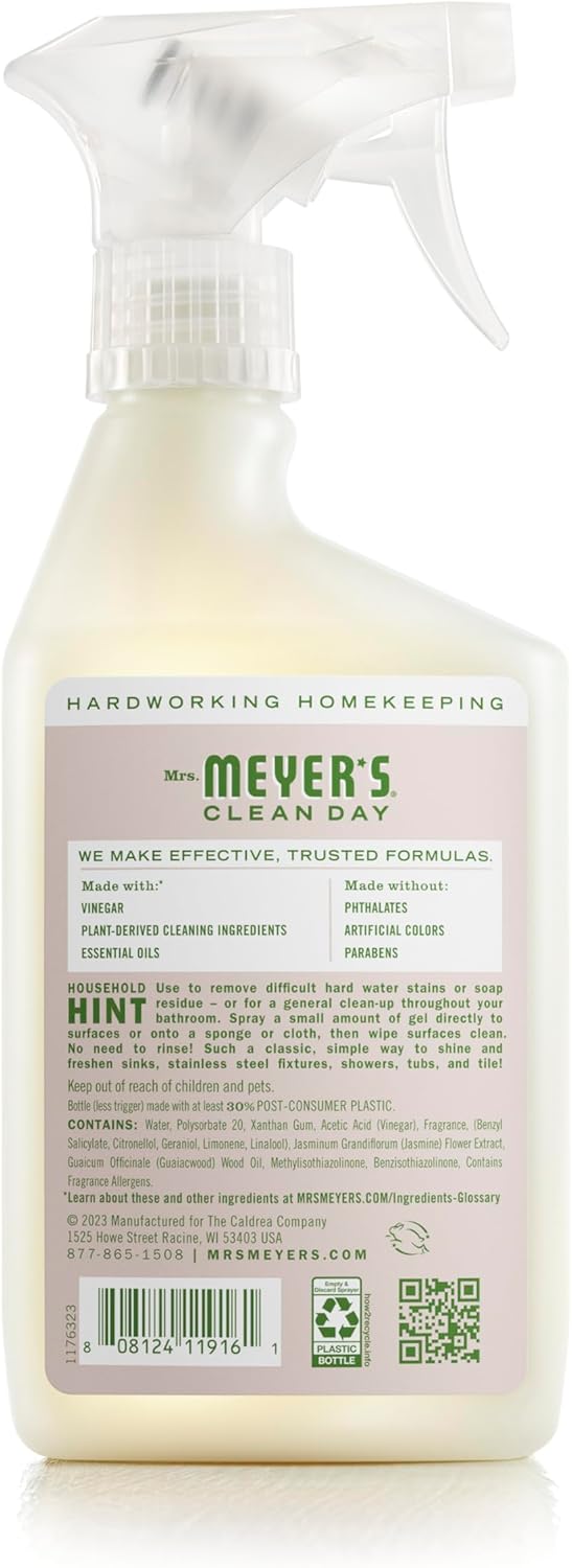 MRS. MEYER'S CLEAN DAY Vinegar Gel Cleaning Spray, Bathroom Use, No-Rinse Formula, Apple Blossom, 16 Fl Oz, Pack of 1