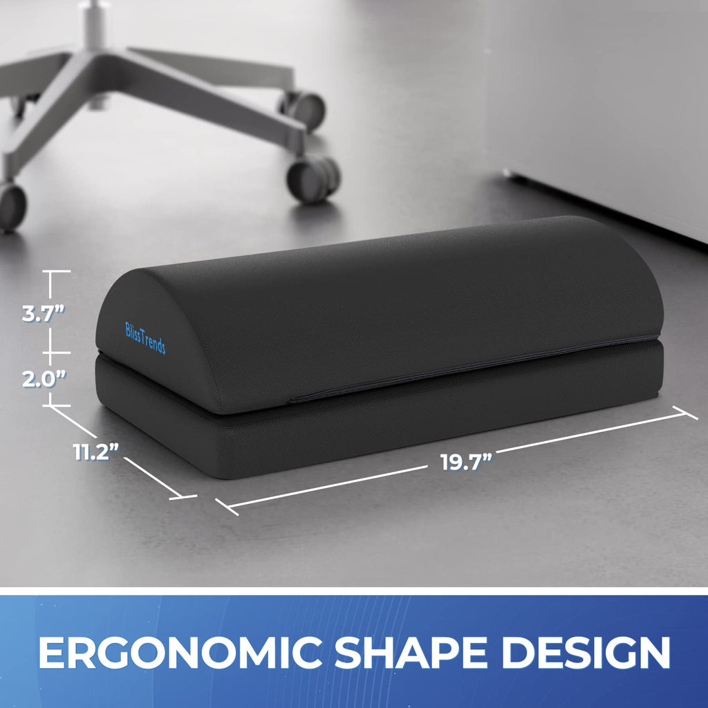 BlissTrends Foot Rest for Under Desk at Work-Versatile Foot Stool with Washable Cover-Comfortable Footrest with 2 Adjustable Heights for Car,Home and Office to Relieve Back,Lumbar,Knee Pain-Black