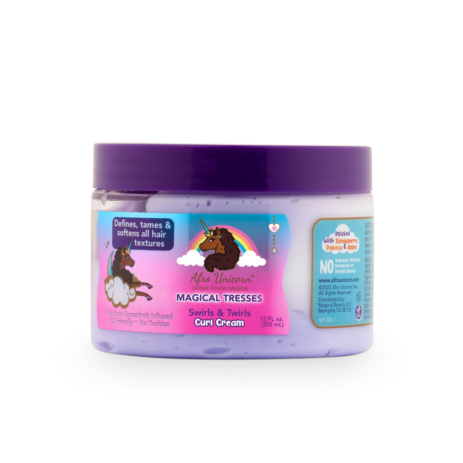 Afro Unicorn Curl Cream - Defining, Taming, and Softening Curly, Coily, and Wavy Hair Cream - Contains Coconut Oil - 3 Pack