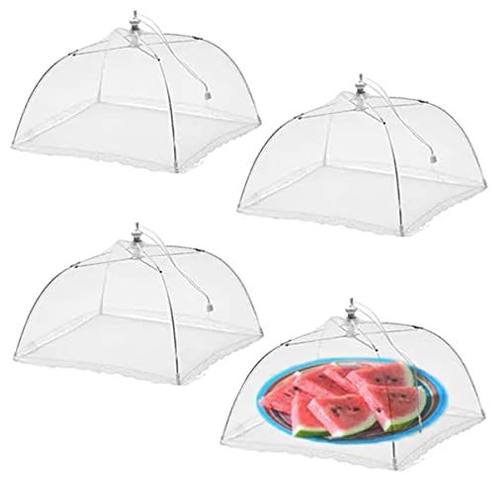 Simply Genius Pop-Up Mesh Food Covers - 17 x 17 in, White, 6 Pack, Large & Tall - Reusable & Collapsible Food Tents for Outdoor Serving