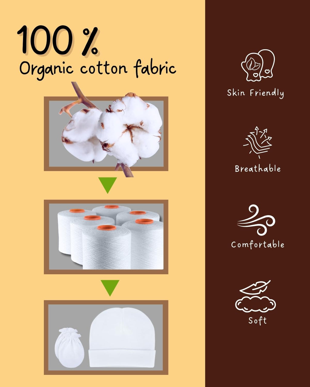 RATIVE Baby Mittens No Scratch Organic Cotton for Newborn 0-6 Months | Baby Essentials Must-Haves for Boys & Girls