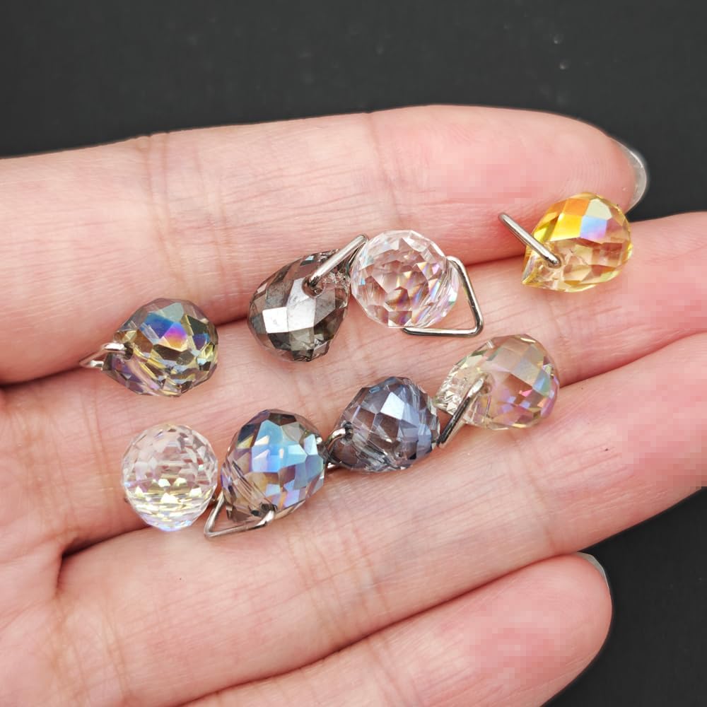 INSPIRELLE 120 Pieces Crystal Teardrop Charms Multicolor Glass Faceted Waterdrop Pendants for Jewerly Craft Making 8x10mm