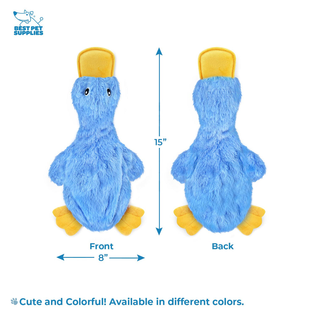 Best Pet Supplies Interactive Squeaky Dog Chew Toy, Ideal Dog Toys for Chewers, Small, Medium & Large Dogs, and Fetch Lovers - Crinkle Duck (Yellow), Large