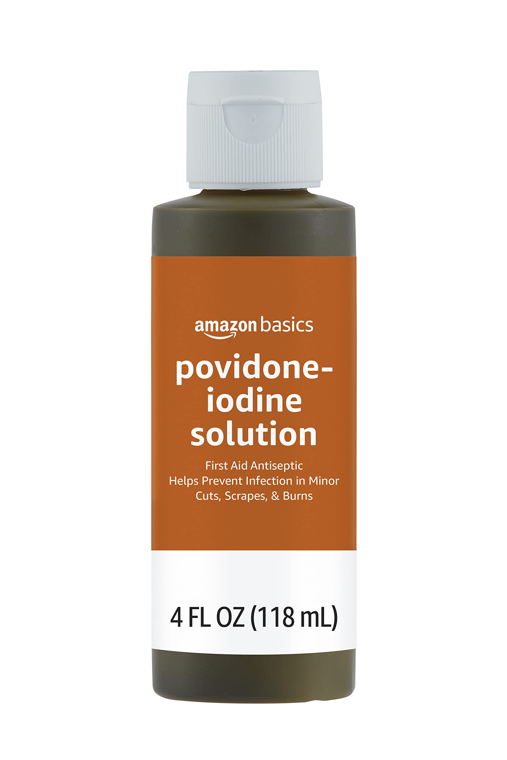 Amazon Basics First Aid Antiseptic, 10% Povidone Iodine Solution First Aid Antiseptic, Unflavored, 8 Fluid Ounces, 1-Pack (Previously Solimo)