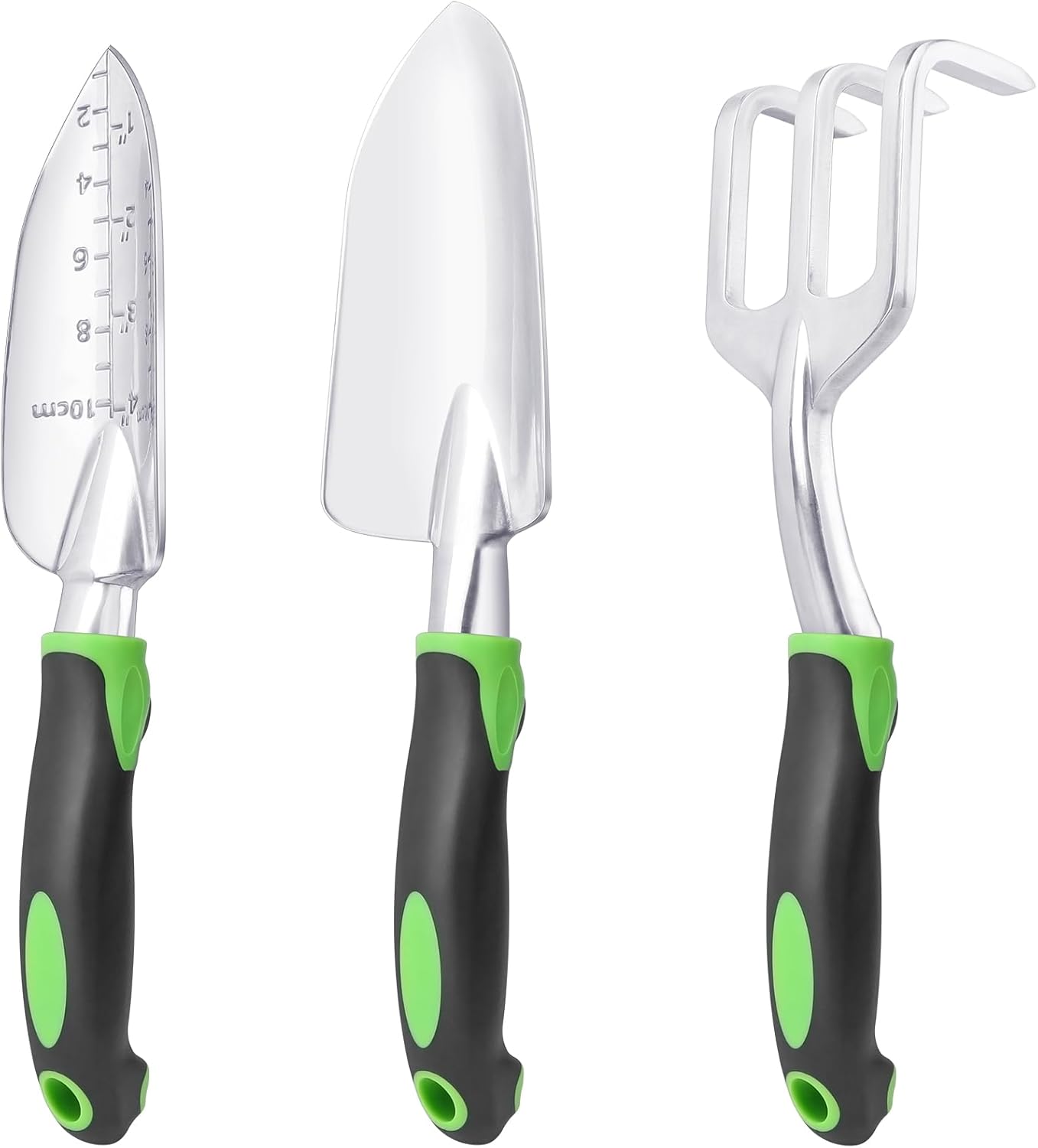 Garden Tools Set, 3 Pack Heavy Duty Gardening Tools Set Include Garden Shovel, Transplant Trowel and Hand Rake with Ergonomic Non-Slip Handle, Aluminum Alloy Lawn and Garden Hand Tools for Planting