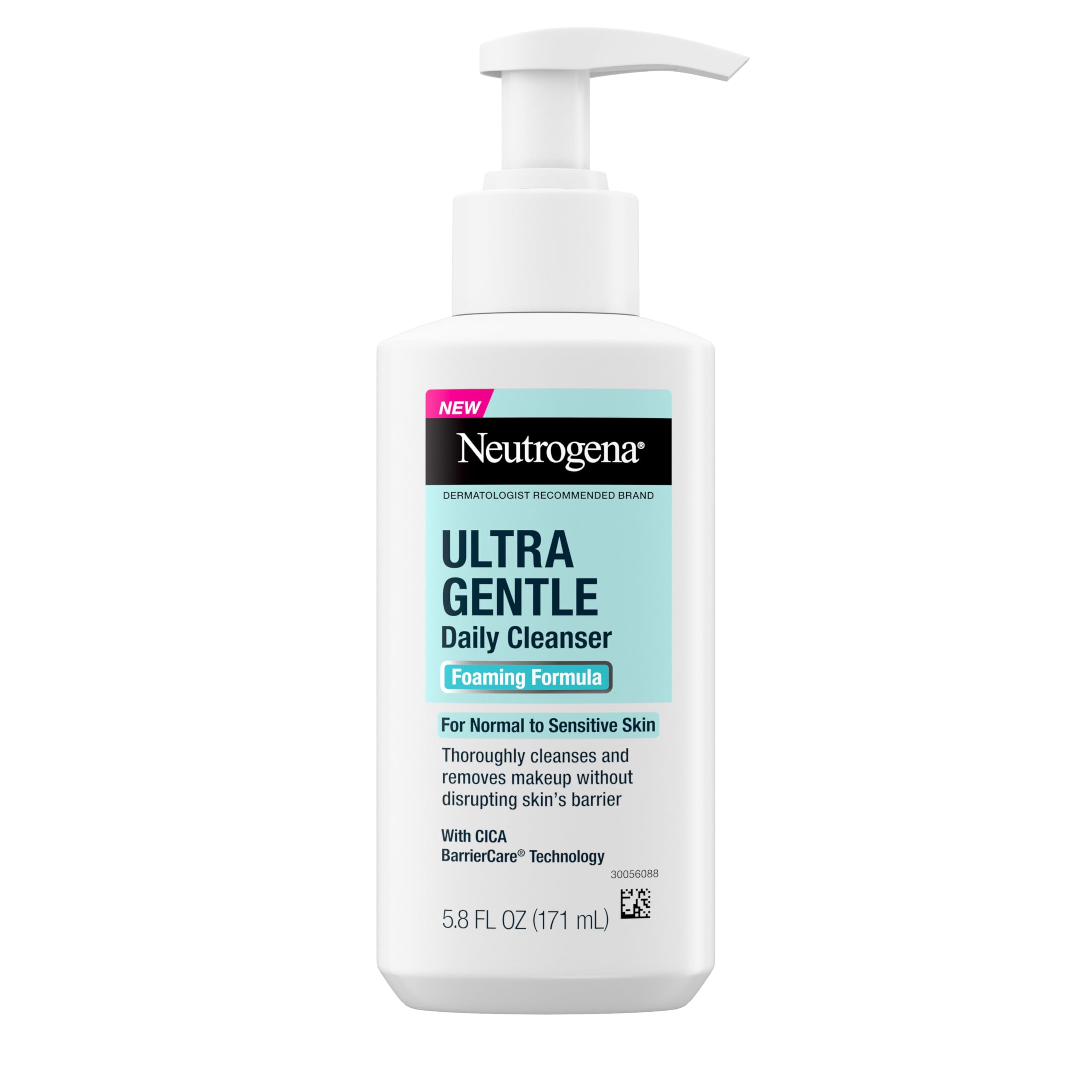Neutrogena Ultra Gentle Foaming Facial Cleanser, Fragrance Free Hydrating Face Wash for Sensitive Skin, Daily Non Over Drying Makeup Remover, Hypoallergenic, Soap & Dye Free, Non-Comedogenic, 16 Fl Oz