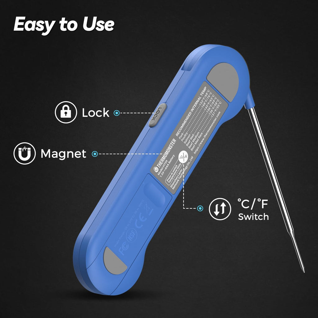 0.5 Sec Instant Read Meat Thermometer Digital with ±0.5℉ Precision, Food Thermometer for Cooking Kitchen Gadgets, Oven Grill Candy BBQ Essentials Accessories, Gifts for Him Dad Men Birthday, Red