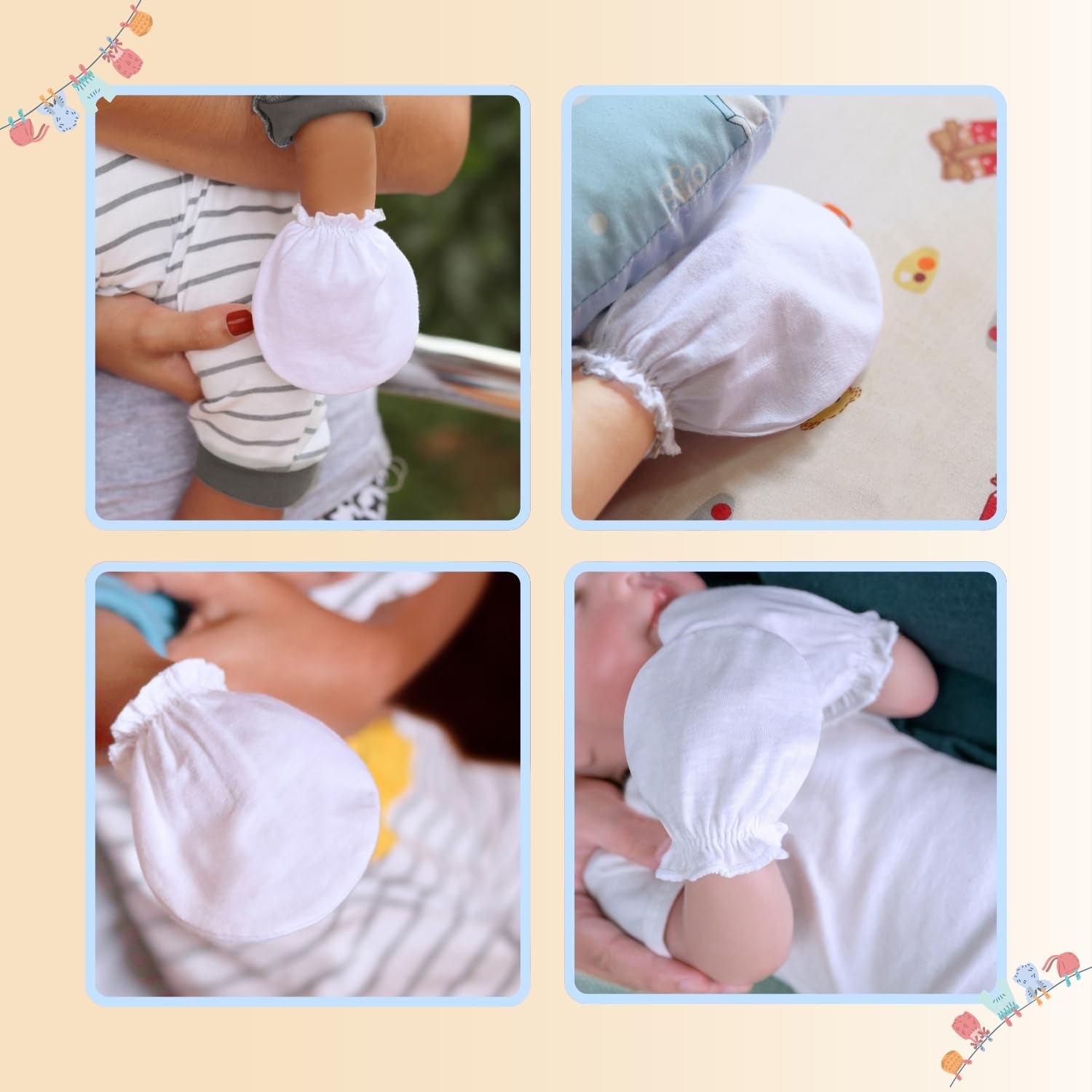 RATIVE Baby Mittens No Scratch Organic Cotton for Newborn 0-6 Months | Baby Essentials Must-Haves for Boys & Girls