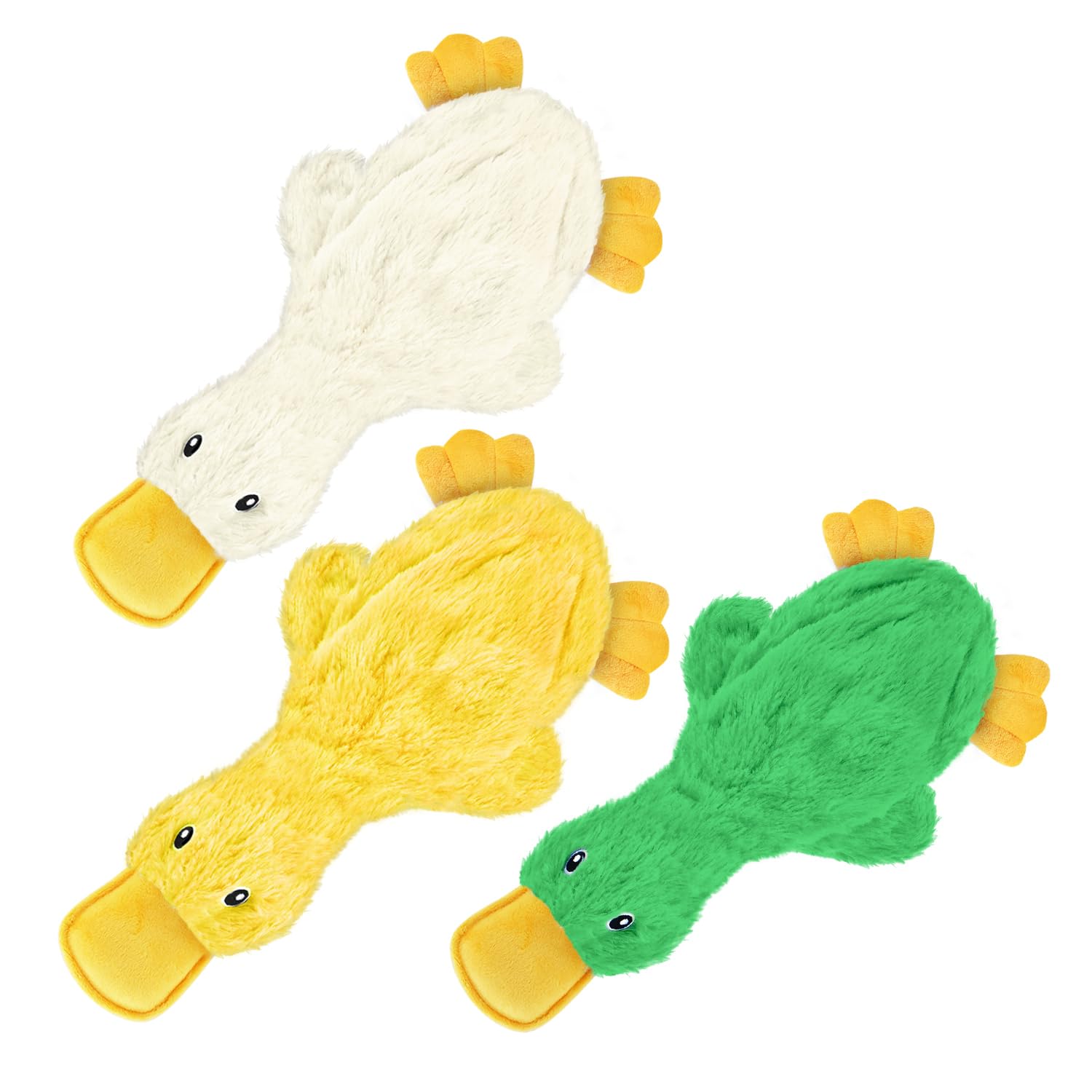 Best Pet Supplies Interactive Squeaky Dog Chew Toy, Ideal Dog Toys for Chewers, Small, Medium & Large Dogs, and Fetch Lovers - Crinkle Duck (Yellow), Large