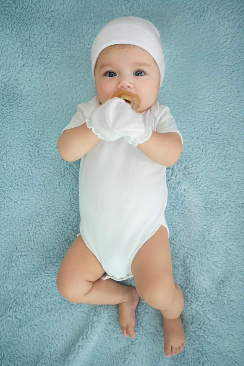 RATIVE Baby Mittens No Scratch Organic Cotton for Newborn 0-6 Months | Baby Essentials Must-Haves for Boys & Girls