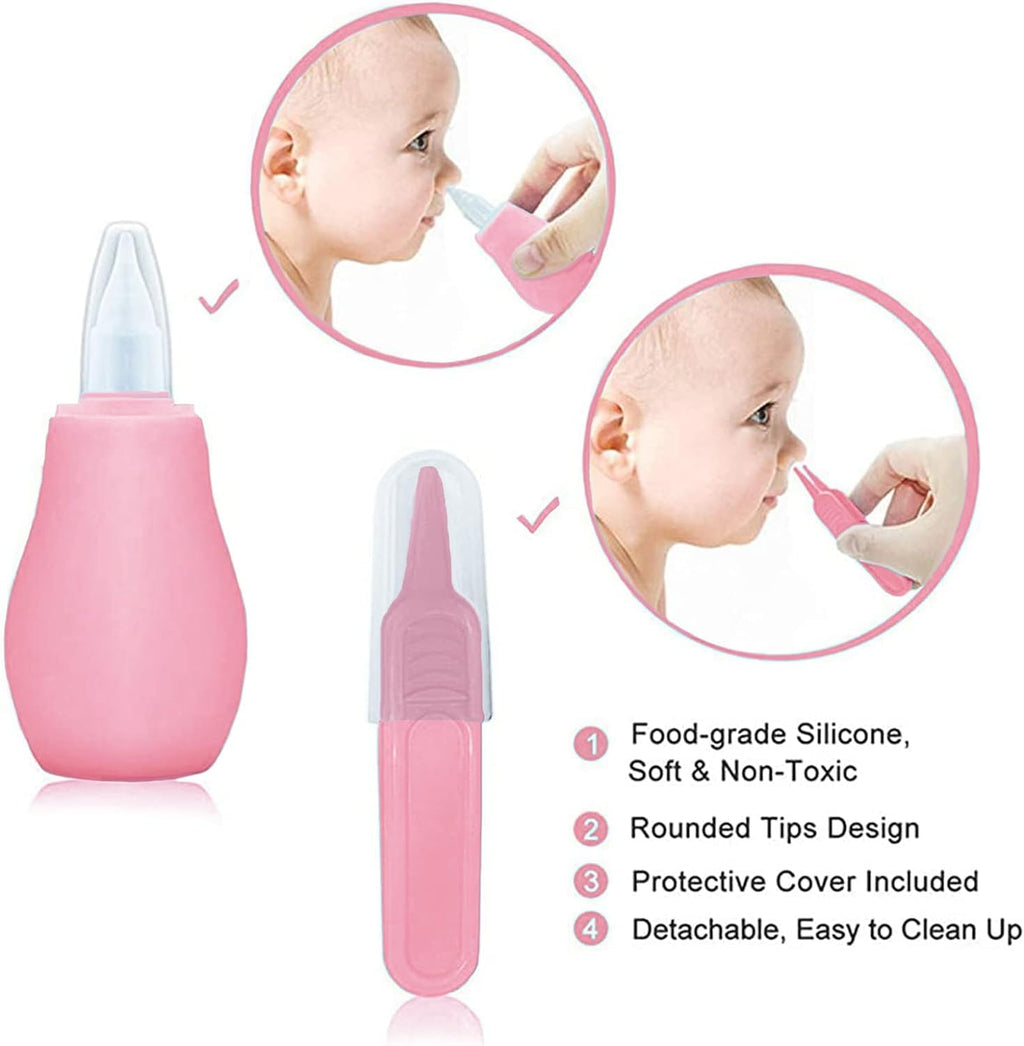 Baby Grooming Kit, Infant Safety Care Set with Hair Brush Comb Nail Clipper Nasal Aspirator,Baby Essentials Kit for Newborn Girls Boys (Grey White)