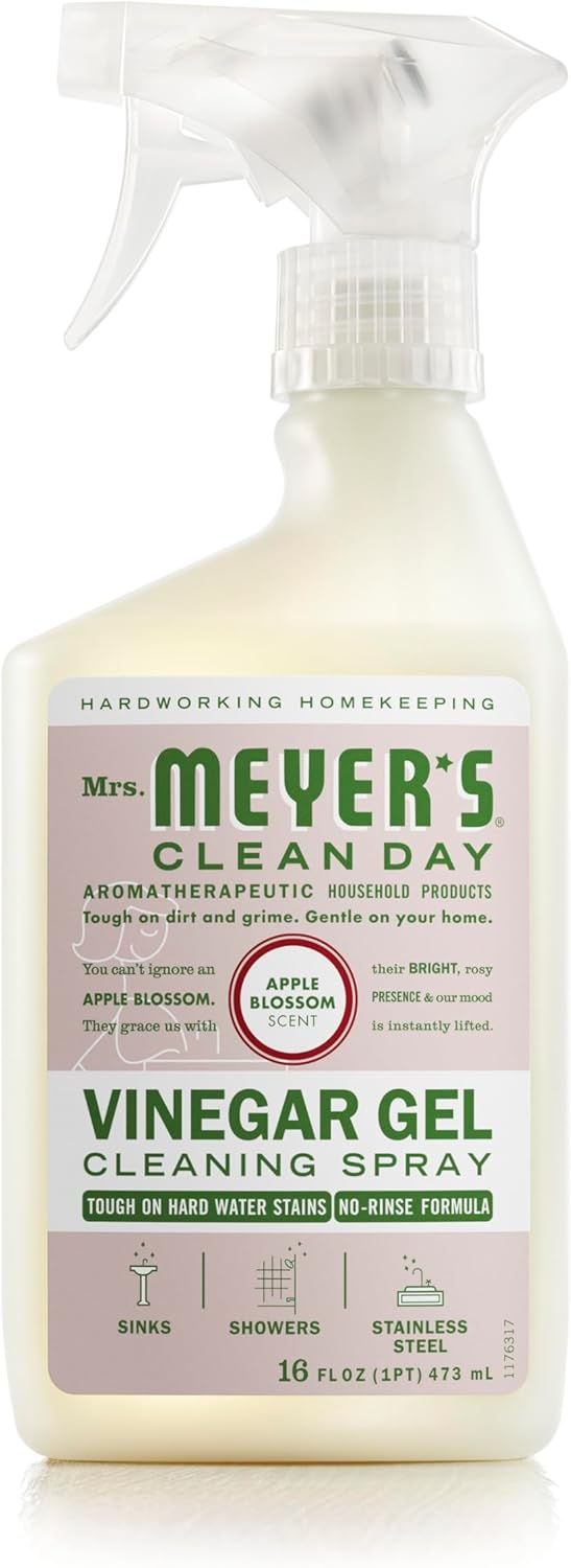 MRS. MEYER'S CLEAN DAY Vinegar Gel Cleaning Spray, Bathroom Use, No-Rinse Formula, Apple Blossom, 16 Fl Oz, Pack of 1