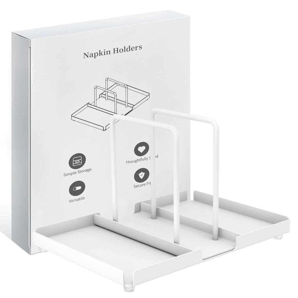 Napkin Holder for Table, Metal Napkin Holder with Salt and Pepper Shakers Caddy, Standing Paper Napkin Storage for Kitchen Dining Table Decor, Black