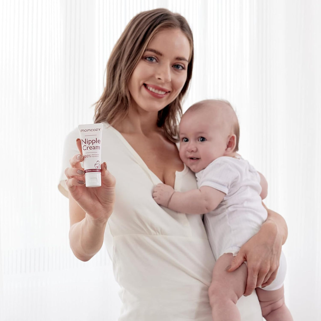 Momcozy Nipple Cream Safe for Breastfeeding, Plant-Based Ingredients, Lanolin-Free Nipple Balm, Soothing Cream, Breastfeeding Essentials for Nursing & Pumping Moms, 1.41 oz