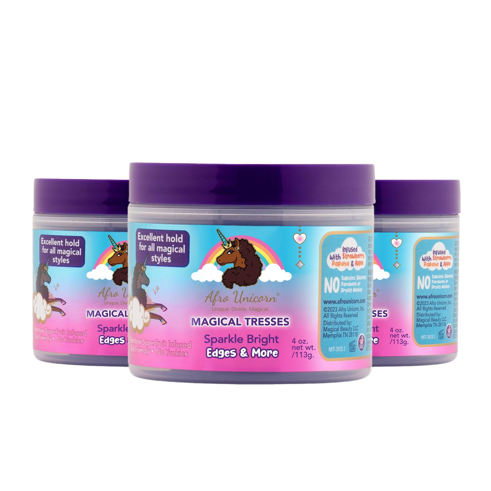 Afro Unicorn Curl Cream - Defining, Taming, and Softening Curly, Coily, and Wavy Hair Cream - Contains Coconut Oil - 3 Pack