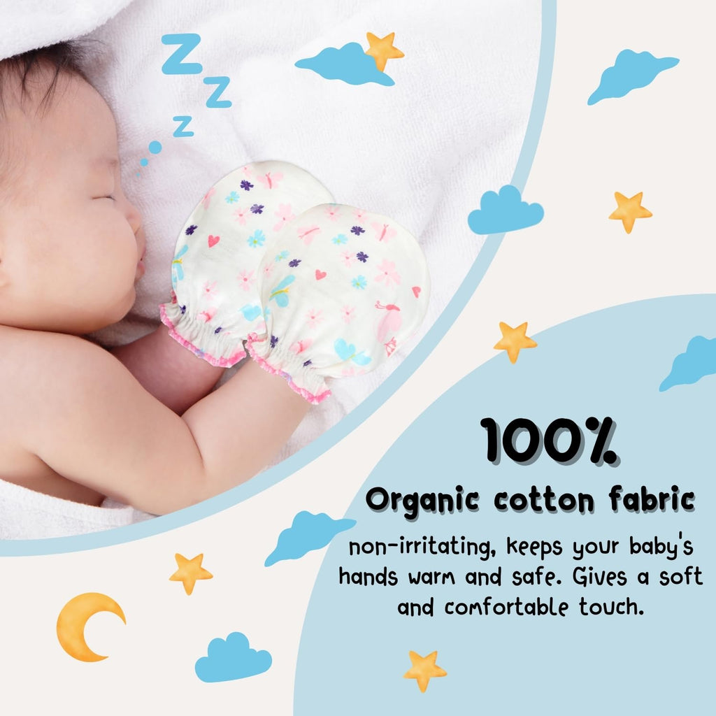 RATIVE Baby Mittens No Scratch Organic Cotton for Newborn 0-6 Months | Baby Essentials Must-Haves for Boys & Girls
